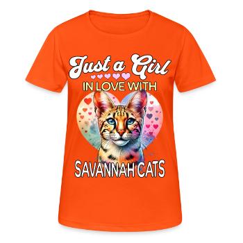 Savannah Cat Girl - Women's Breathable T-Shirt - neon orange - Front - AI Model Female 172 dark (172cm)