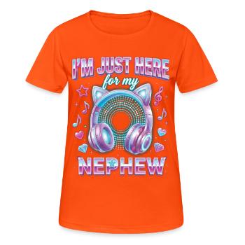Tante, je suis juste là pour mon neveu - T-shirt respirant Femme - orange néon - Devant - AI Model Female 172 dark (172cm)