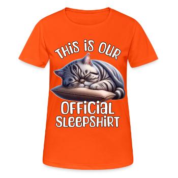 Exotische Kurzhaarkatze Schlafshirt - Frauen T-Shirt atmungsaktiv - Neonorange - Vorne - AI Model Female 172 dark (172cm)