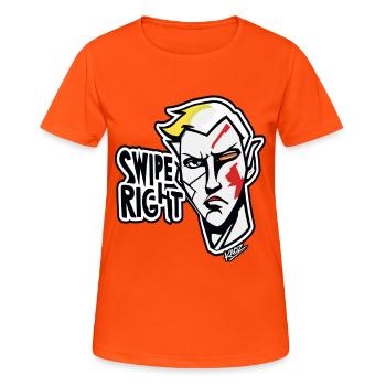 Graffiti-Held nach rechts wischen - Frauen T-Shirt atmungsaktiv - Neonorange - Vorne - AI Model Female 172 dark (172cm)