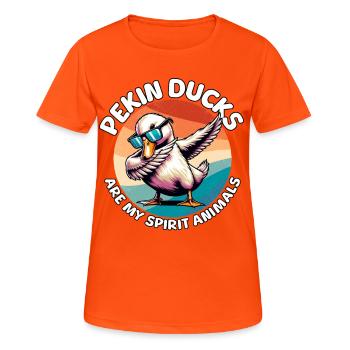 Drôle de dictons sur le canard laqué - T-shirt respirant Femme - orange néon - Devant - AI Model Female 172 dark (172cm)