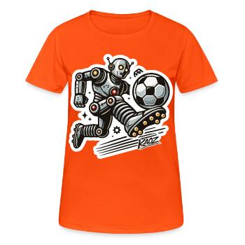 Robo Striker Soccer Bot - Women's Breathable T-Shirt - neon orange - Front - AI Model Female 172 dark (172cm)