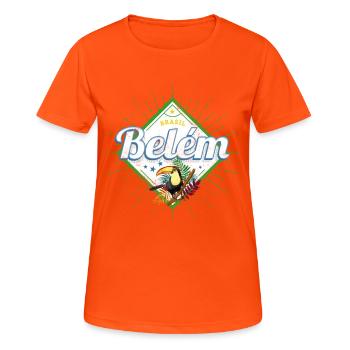 Belem in Para Brasilien mit Retro Tukan Souvenir - Frauen T-Shirt atmungsaktiv - Neonorange - Vorne - AI Model Female 172 dark (172cm)