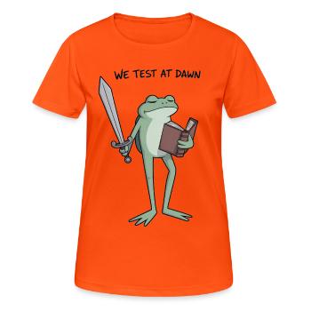 Chevalier Grenouille Matinale - T-shirt respirant Femme - orange néon - Devant - AI Model Female 172 dark (172cm)