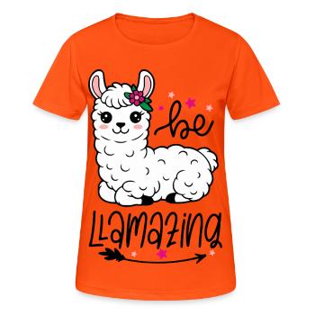 Be Amazing Alpaca Blumenkrone - Frauen T-Shirt atmungsaktiv - Neonorange - Vorne - AI Model Female 172 dark (172cm)