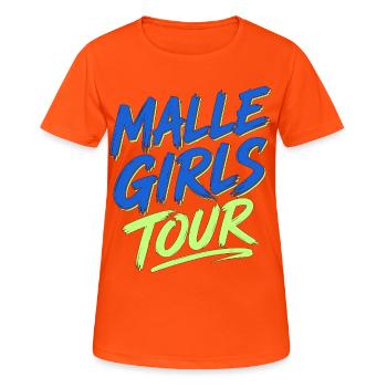 Malle Girls Tour Mallorca Holiday Party - Women's Breathable T-Shirt - neon orange - Front - AI Model Female 172 dark (172cm)