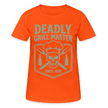 Deadly Grill Master Grillen Seit 1999 Geschenk - Frauen T-Shirt atmungsaktiv - Neonorange - Vorne - AI Model Female 172 dark (172cm)
