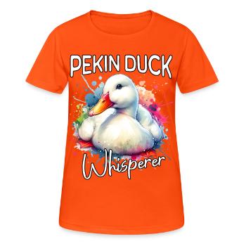 Le Murmureur du Canard Laqué de Pékin - T-shirt respirant Femme - orange néon - Devant - AI Model Female 172 dark (172cm)
