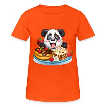 Kawaii Panda Kuchenfreude - Frauen T-Shirt atmungsaktiv - Neonorange - Vorne - AI Model Female 172 dark (172cm)
