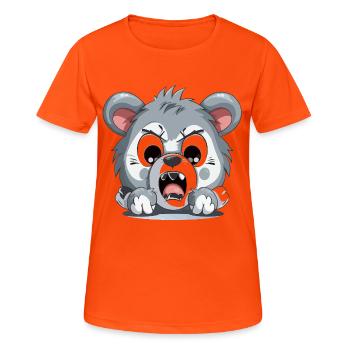 Wütender Welpen Cartoon – Animierte Aggression - Frauen T-Shirt atmungsaktiv - Neonorange - Vorne - AI Model Female 172 dark (172cm)