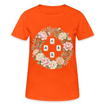 Floral Mahjong Lover Mahjong Player - Women's Breathable T-Shirt - neon orange - Front - AI Model Female 172 dark (172cm)
