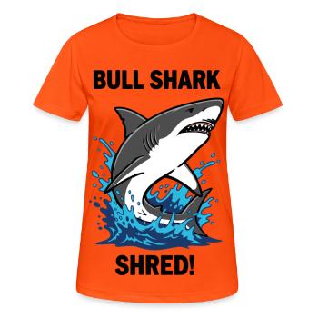 Bulldog Shark Shred Shark Sea Bull - Women's Breathable T-Shirt - neon orange - Front - AI Model Female 172 dark (172cm)