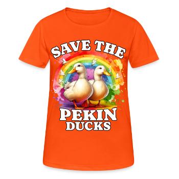 Canard latéré Sauve le canard Pekin - T-shirt respirant Femme - orange néon - Devant - AI Model Female 172 dark (172cm)
