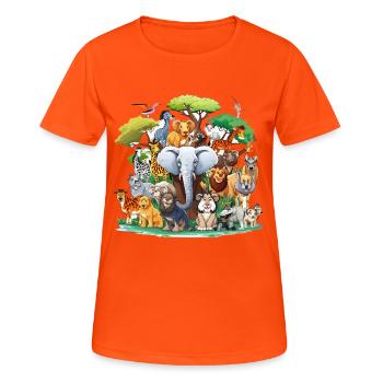 Collège des animaux de la forêt - T-shirt respirant Femme - orange néon - Devant - AI Model Female 172 dark (172cm)