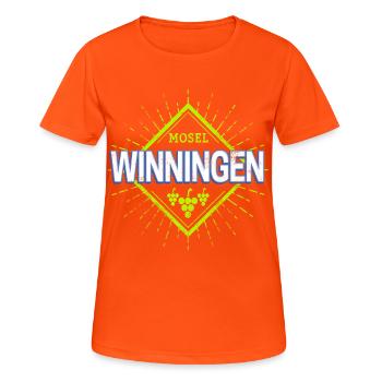 Winningen an der Mosel Retro Weintrauben Souvenir - Frauen T-Shirt atmungsaktiv - Neonorange - Vorne - AI Model Female 172 dark (172cm)