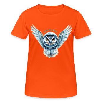 Chouette spatiale en combinaison spatiale - T-shirt respirant Femme - orange néon - Devant - AI Model Female 172 dark (172cm)