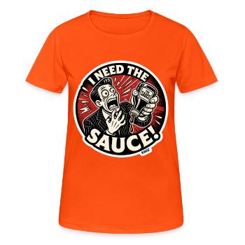 J’ai besoin de la sauce rétro - T-shirt respirant Femme - orange néon - Devant - AI Model Female 172 dark (172cm)