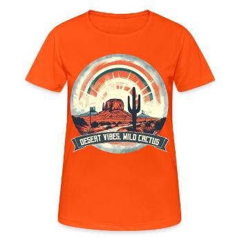 Wüsten Vibes - Frauen T-Shirt atmungsaktiv - Neonorange - Vorne - AI Model Female 172 dark (172cm)