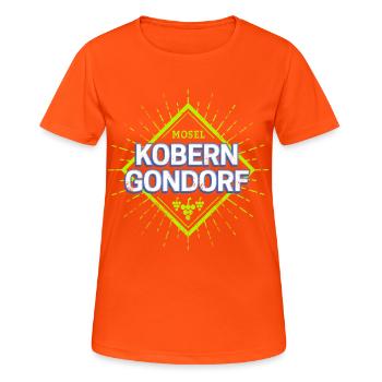 Kobern-Gondorf an der Mosel Weintrauben Souvenir - Frauen T-Shirt atmungsaktiv - Neonorange - Vorne - AI Model Female 172 dark (172cm)