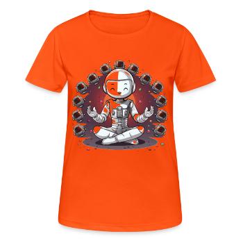 Kosmische Meditation des Astronauten - Frauen T-Shirt atmungsaktiv - Neonorange - Vorne - AI Model Female 172 dark (172cm)