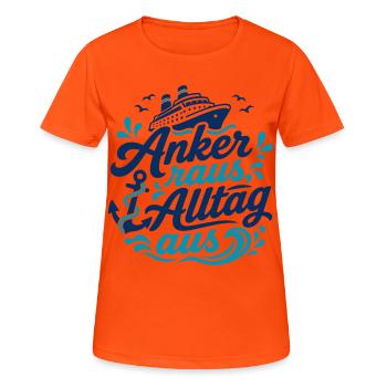 Ancre, vie quotidienne éteinte - T-shirt respirant Femme - orange néon - Devant - AI Model Female 172 dark (172cm)