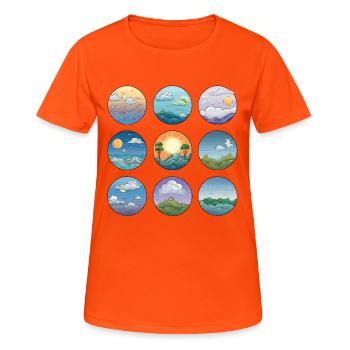 Circular Landscapes Sunrises - Women's Breathable T-Shirt - neon orange - Front - AI Model Female 172 dark (172cm)