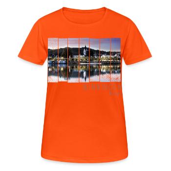 Winningen an der Mosel Sonnenuntergang Deutschland - Frauen T-Shirt atmungsaktiv - Neonorange - Vorne - AI Model Female 172 dark (172cm)