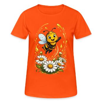 bee honey beekeeper honeycomb flowers meadow insect - Women's Breathable T-Shirt - neon orange - Front - AI Model Female 172 dark (172cm)