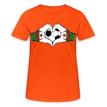Drapeau d’Algérie Mains en forme de cœur Football - T-shirt respirant Femme - orange néon - Devant - AI Model Female 172 dark (172cm)