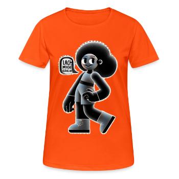 Afrofreund Lebensfreude Illustration - Frauen T-Shirt atmungsaktiv - Neonorange - Vorne - AI Model Female 172 dark (172cm)