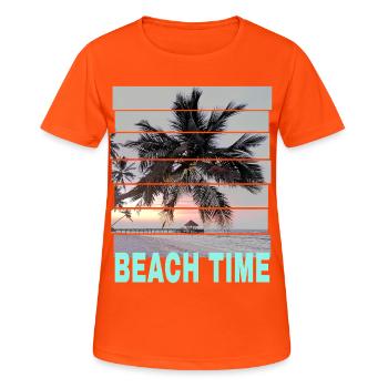 Beach Time mit Vintage Strand und Sonnenuntergang - Frauen T-Shirt atmungsaktiv - Neonorange - Vorne - AI Model Female 172 dark (172cm)