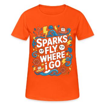 Marine Electrician Sparks Fly Marine Engineering - Frauen T-Shirt atmungsaktiv - Neonorange - Vorne - AI Model Female 172 dark (172cm)