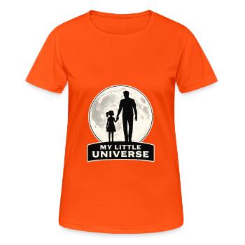 Mon petit univers Père Fille Lune Design - T-shirt respirant Femme - orange néon - Devant - AI Model Female 172 dark (172cm)
