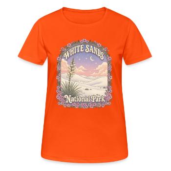 Parc national de White Sands, États-Unis, Nouveau-Mexique Randonnée - T-shirt respirant Femme - orange néon - Devant - AI Model Female 172 dark (172cm)