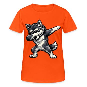 Dabbing Wolfhound Czechoslovakian Wolfhound - Women's Breathable T-Shirt - neon orange - Front - AI Model Female 172 dark (172cm)