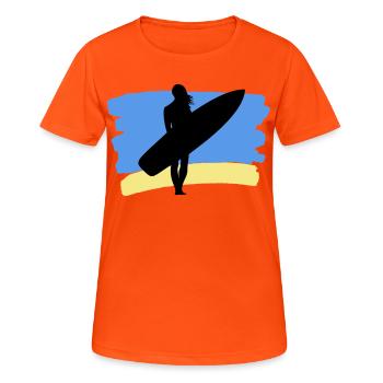 Beach Vibes – Surfer Girl - Women's Breathable T-Shirt - neon orange - Front - AI Model Female 172 dark (172cm)