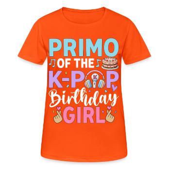 Prima of The K-Pop Birthday Girl - Frauen T-Shirt atmungsaktiv - Neonorange - Vorne - AI Model Female 172 dark (172cm)