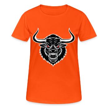 Bull Minotaur Mascot Logo Sport Gaming - Women's Breathable T-Shirt - neon orange - Front - AI Model Female 172 dark (172cm)