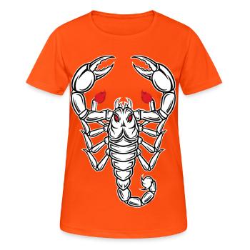 Skorpion-Maskottchen-Logo Sportspiel - Frauen T-Shirt atmungsaktiv - Neonorange - Vorne - AI Model Female 172 dark (172cm)