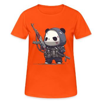 Battle Panda in Tactical Outfit - Women's Breathable T-Shirt - neon orange - Front - AI Model Female 172 dark (172cm)