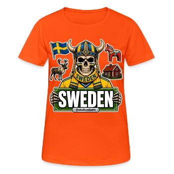 SkullCostume World Edition: Sweden - Women's Breathable T-Shirt - neon orange - Front - AI Model Female 172 dark (172cm)
