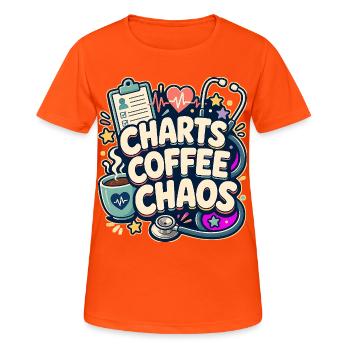 CHARTS CAFÉ CHAOS NAP - T-shirt respirant Femme - orange néon - Devant - AI Model Female 172 dark (172cm)