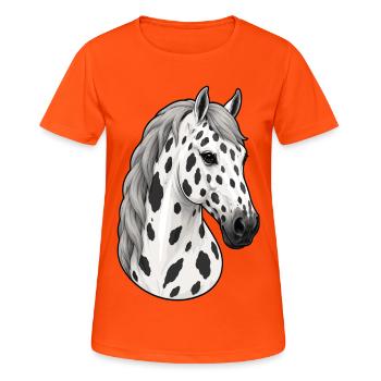 Portrait de cheval Knabstrupper léopard - T-shirt respirant Femme - orange néon - Devant - AI Model Female 172 dark (172cm)