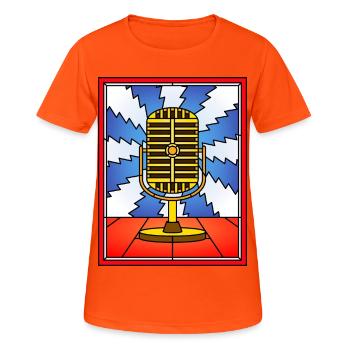 Retro-Mikrofon-Buntglas-Design - Frauen T-Shirt atmungsaktiv - Neonorange - Vorne - AI Model Female 172 dark (172cm)