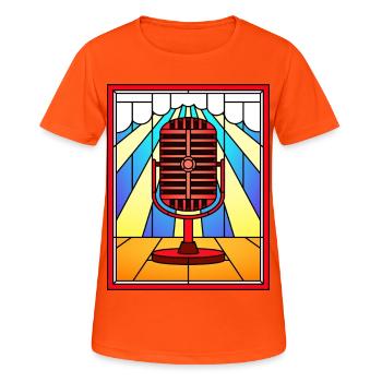 Stained Glass Vintage Microphone on Stage - Women's Breathable T-Shirt - neon orange - Front - AI Model Female 172 dark (172cm)