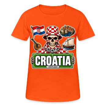 SkullCostume Édition Mondiale : Croatie - T-shirt respirant Femme - orange néon - Devant - AI Model Female 172 dark (172cm)
