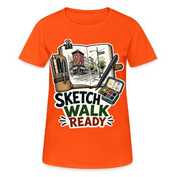 SKETCH WALK READY - Frauen T-Shirt atmungsaktiv - Neonorange - Vorne - AI Model Female 172 dark (172cm)