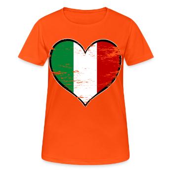 Italy Heart Flag Used - Women's Breathable T-Shirt - neon orange - Front - AI Model Female 172 dark (172cm)