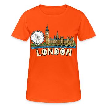 London Eye Big Ben Skyline Vintage Illustration - Women's Breathable T-Shirt - neon orange - Front - AI Model Female 172 dark (172cm)