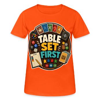 TABLE SET FIRST - Women's Breathable T-Shirt - neon orange - Front - AI Model Female 172 dark (172cm)